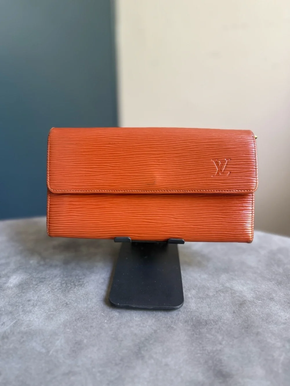 Louis Vuitton Brown Orange Epi Leather Fold-Over Clutch